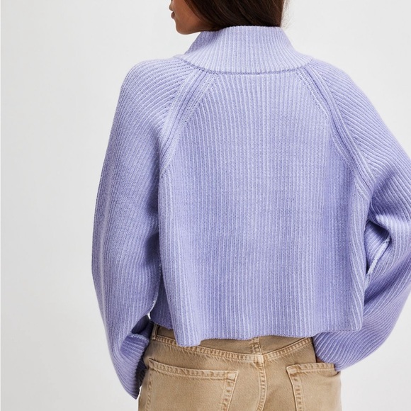 FREE PEOPLE GRETA HALF ZIP HEAVENLY LAVENDER COMBO - Picture 2 of 3